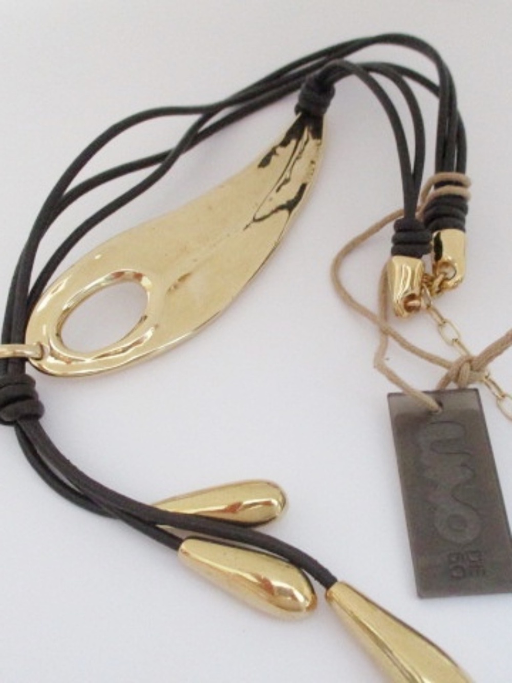 UNO DE 50 - Leather necklace with fringes with drops